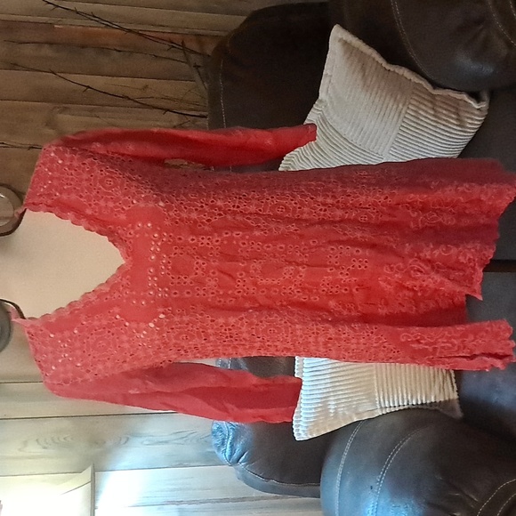 Johnny Was Pink V Neck Eyelet Tunic Top Dress Size PXS - Picture 1 of 10